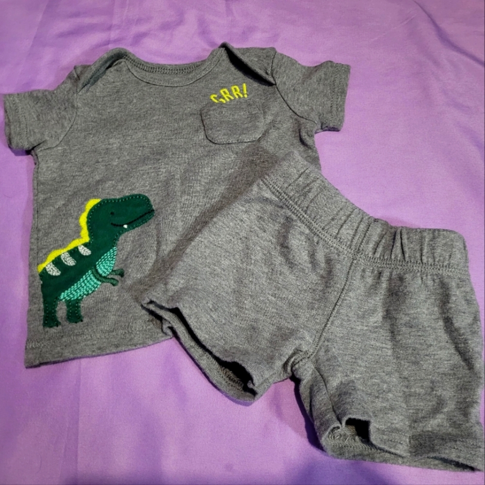 Gray Dinosaur Baby Outfit